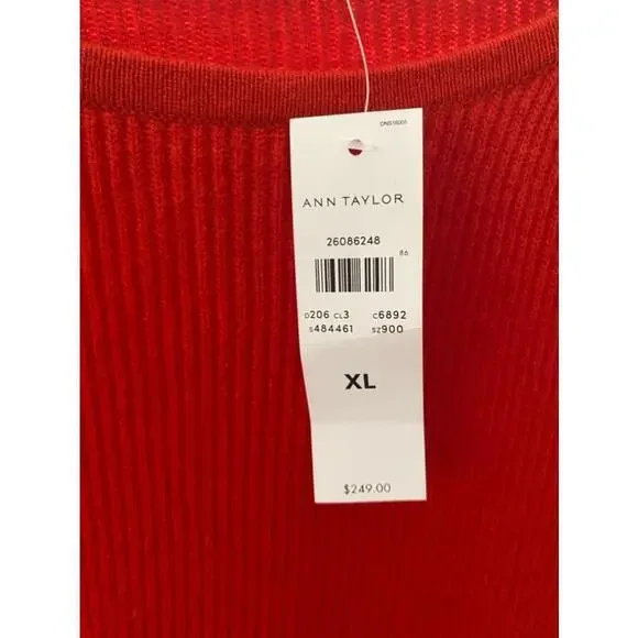 Ann Taylor ribbed red sweater with bows at cuffs size XL - Picture 3 of 7